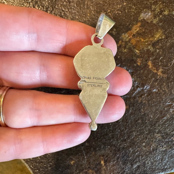 Vintage Navajo Artisan Thomas Francisco Sterling Silver Charoite Amber Pendant. - Picture 8 of 16